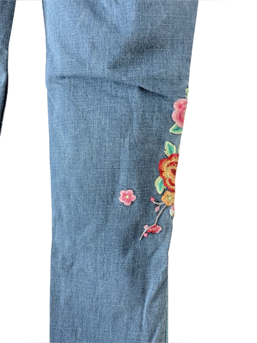 Johnny Was The Blossom Boyfriend Jean Embroidered Low Rise Straight-Leg Size 27 - Picture 6 of 13